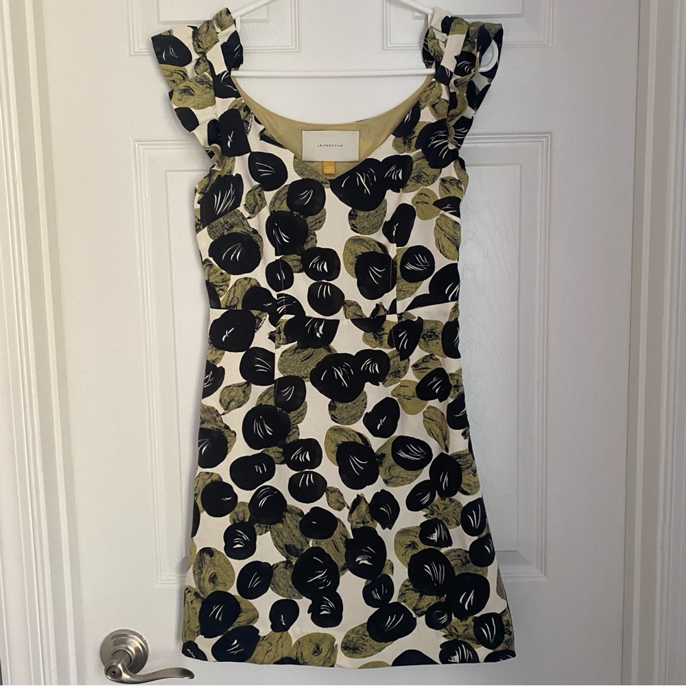 Leifsdottir Black and Green Leaf Printed Dress